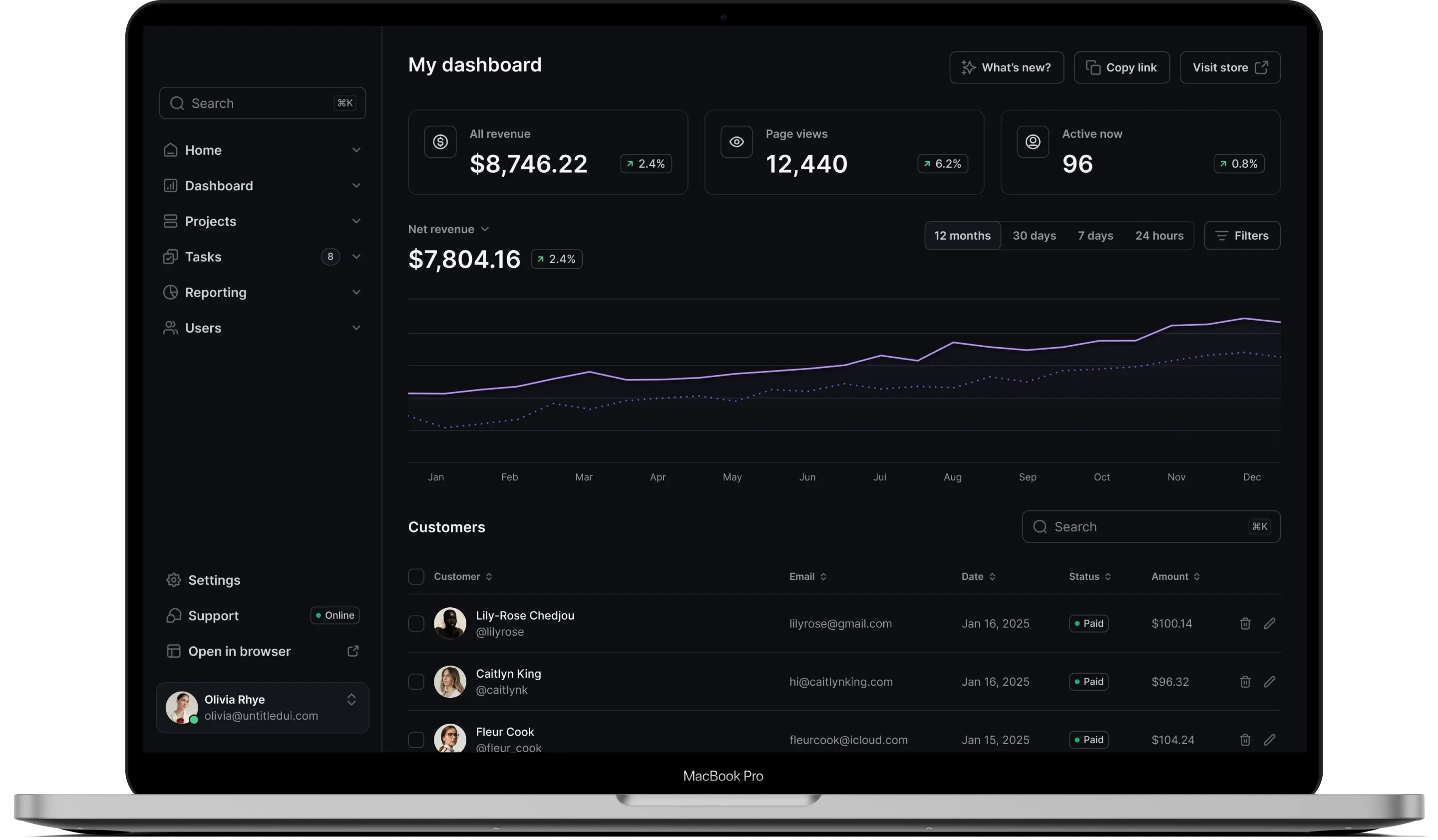 StudioLedger Dashboard on MacBook Pro