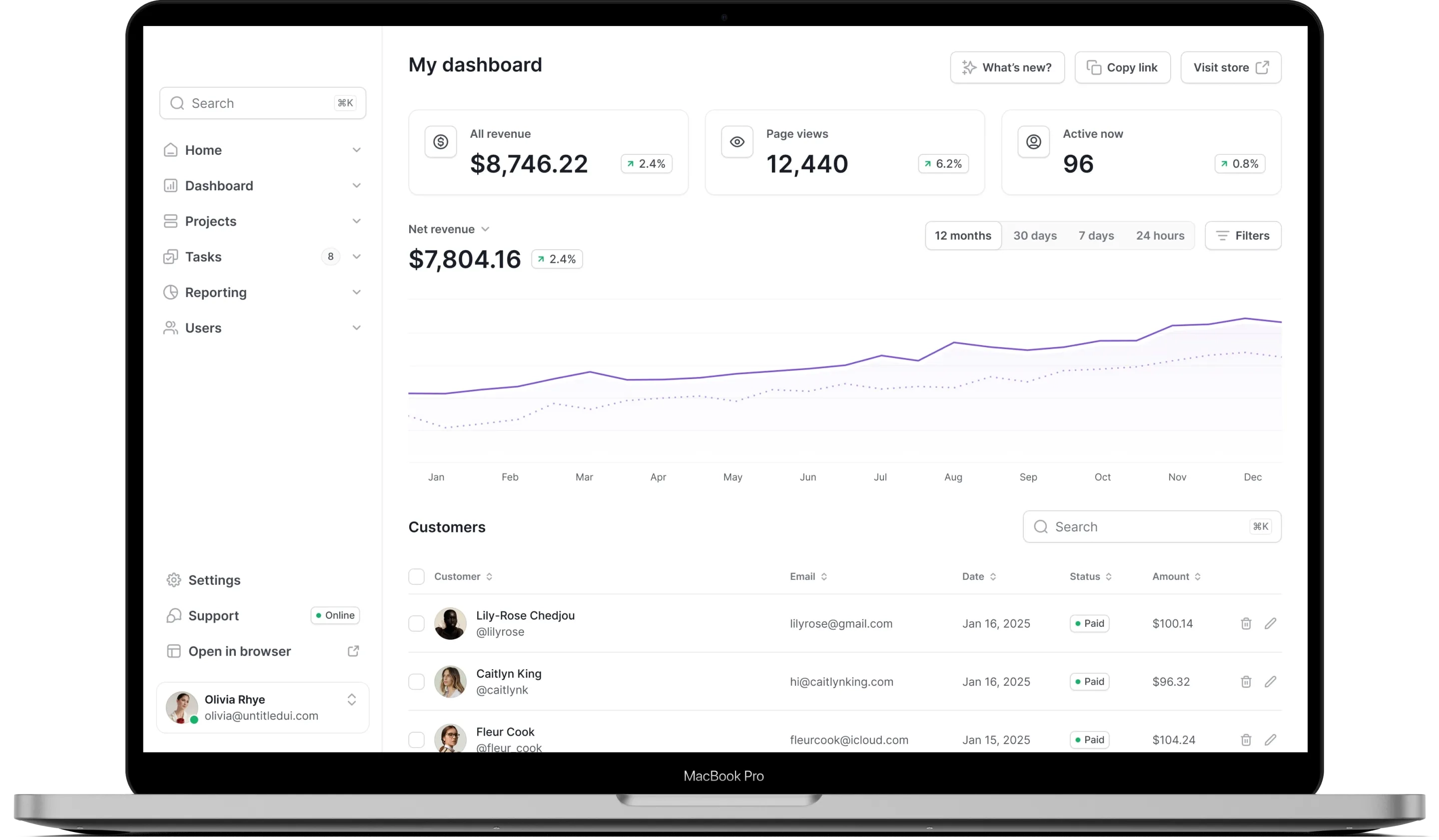 StudioLedger Dashboard on MacBook Pro